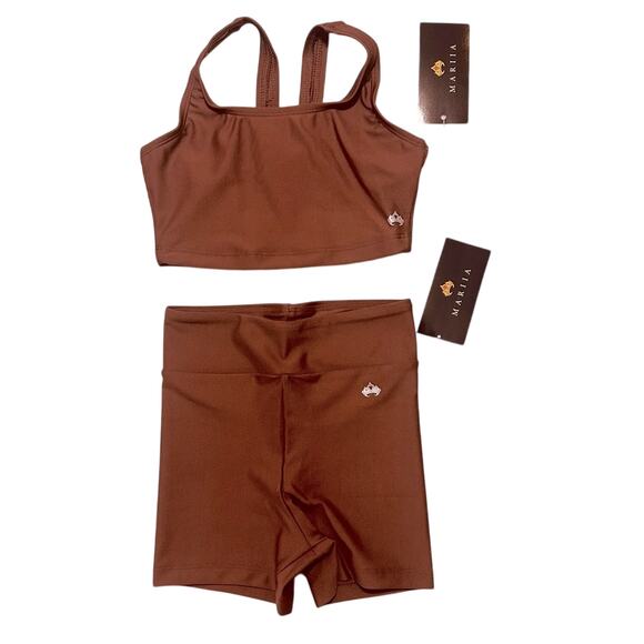 Mariia Crown dance set outfit crop top and brief chocolate brown 2 piece CM NWT - Picture 2 of 9